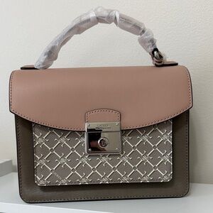 Lauren Ralph Lauren Taupe and Blush Top-Handle Satchel